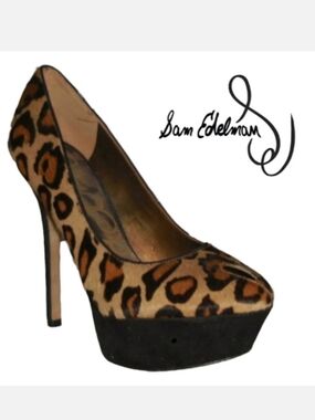 Sam Edelman NILAND Calfhair Leopard Print Leather Stilettos Sz 6M
